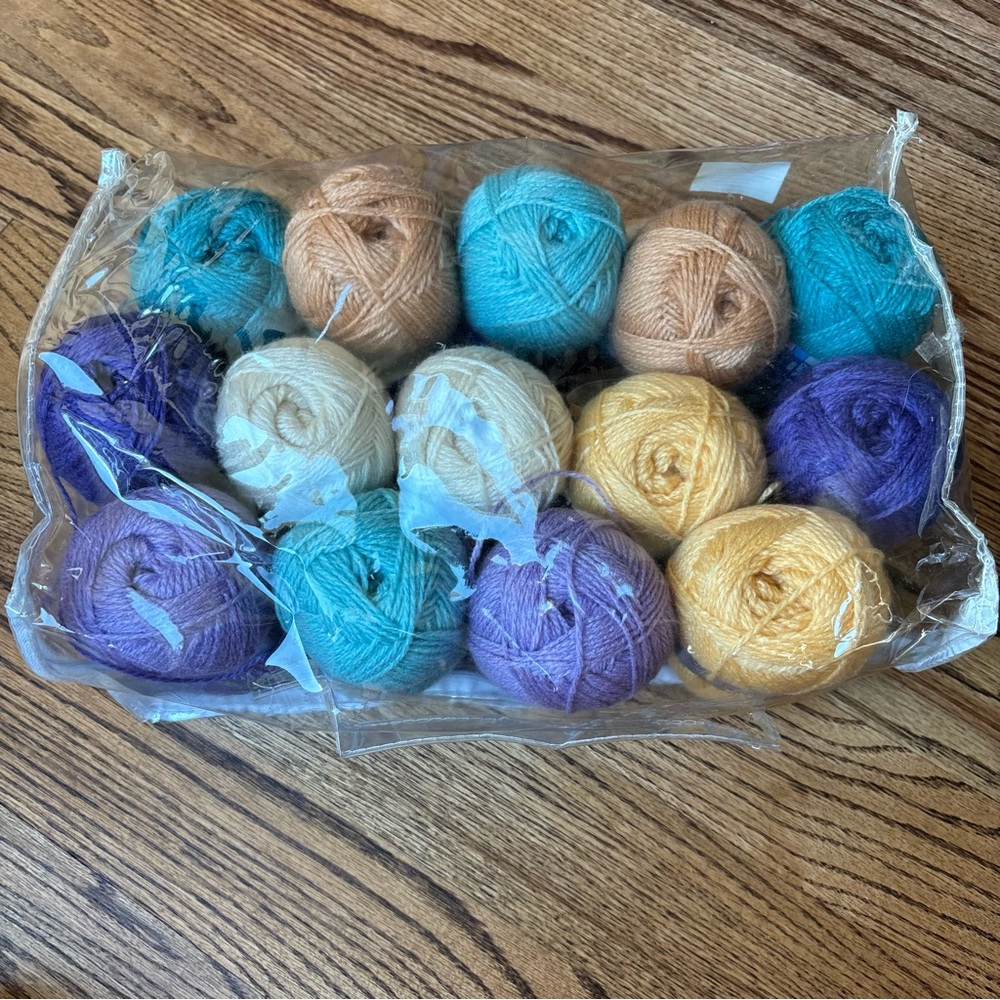 Herrschners Yarn 2 Ply Afghan Lot of 14 Teal Purple Acrylic Fine Weight Crochet